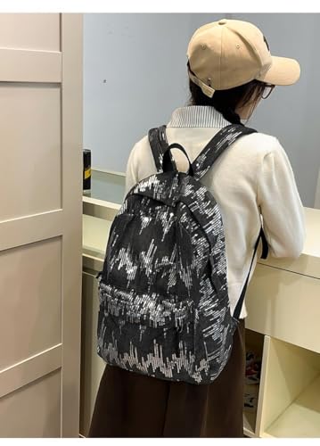 Trendy Shiny Backpack for Women – Fashion Large Capacity Y2k Backpack, Stylish Casual Daypack Daily Travel Work (black)4