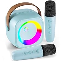 Karaoke Portable Systems Mini Karaoke Machine with 2 Wireless Microphones for Kids Adults