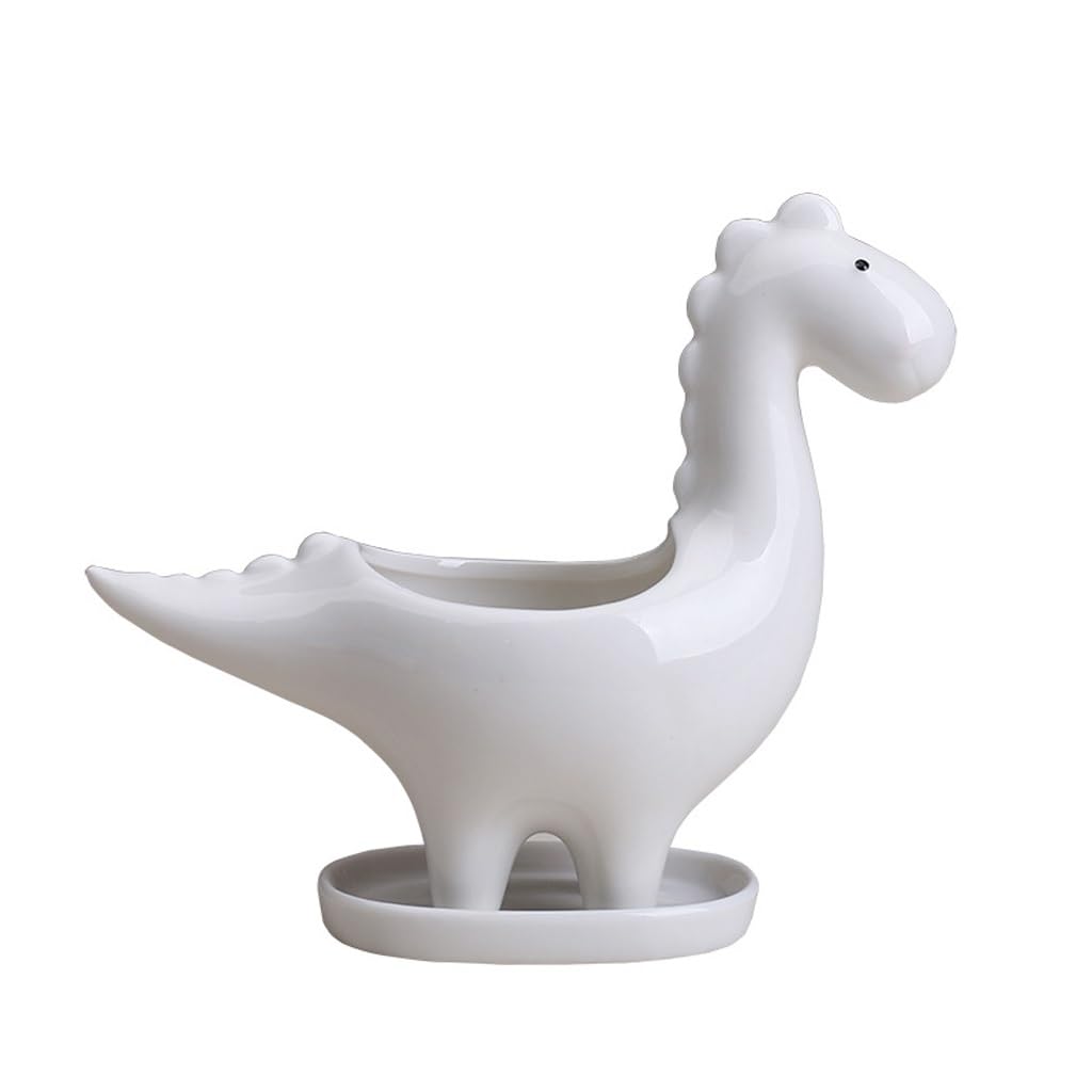 GELASIGE Flower Pots Small Animal Succulent Ceramic Flowerpots, Dinosaur Creative Desktop Ornaments, Plant Potting Vessels Outdoor Flower Pots