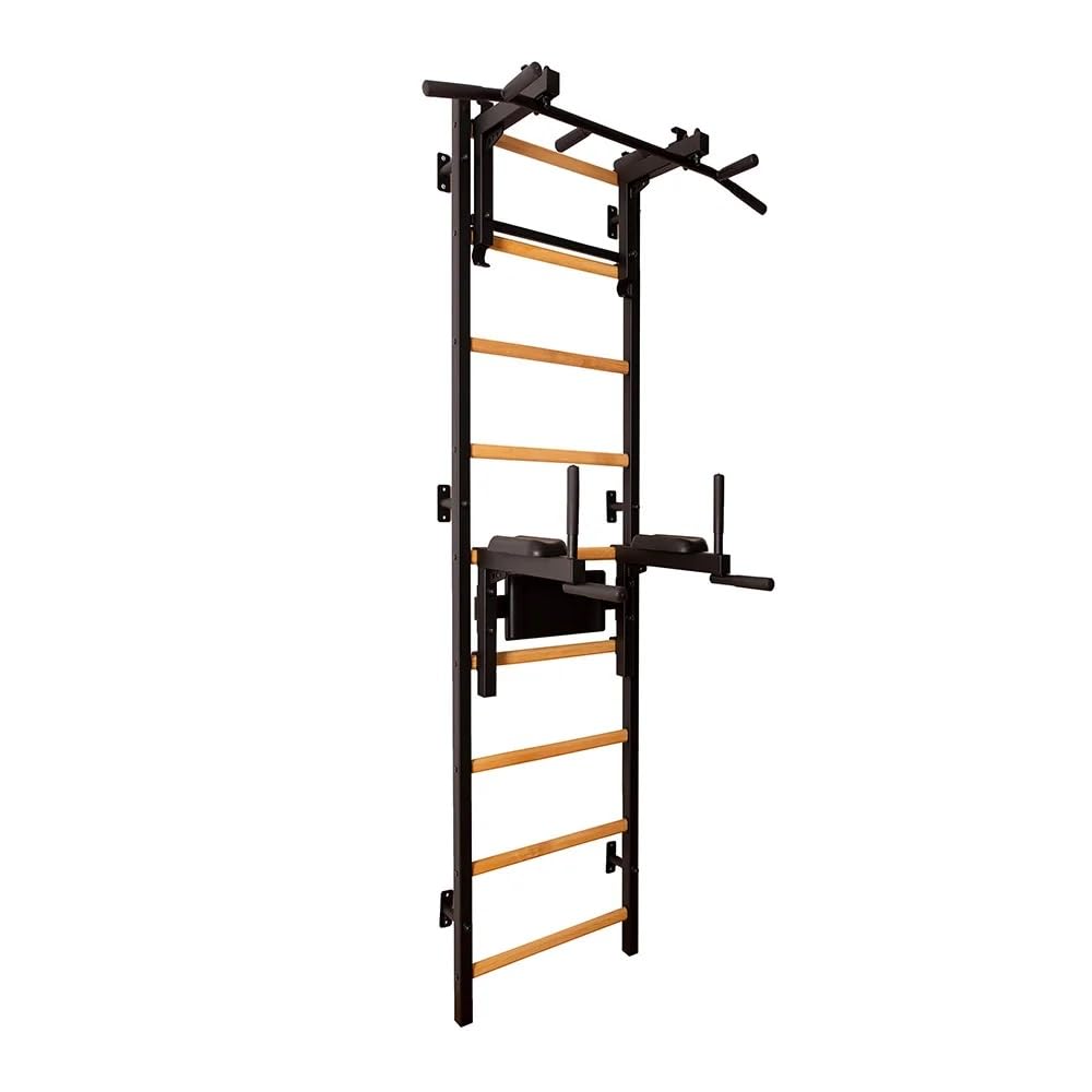 732B Wallbar Stall Bar Power Tower Compact Fitness Multifunctional Equipment with Steel Frame and Convertible Metal 6-Grip Pull