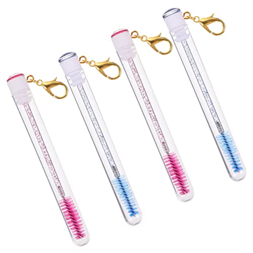 SOESFOUFU Portable Eyelash Brush Keychain Set 4pcs Lash Makeup Applicators Perfect for Travel Practice