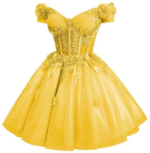 Image of Zhangyo Sparkly Tulle Homecoming Dresses for Teens Off Shoulder DAMA Dress
