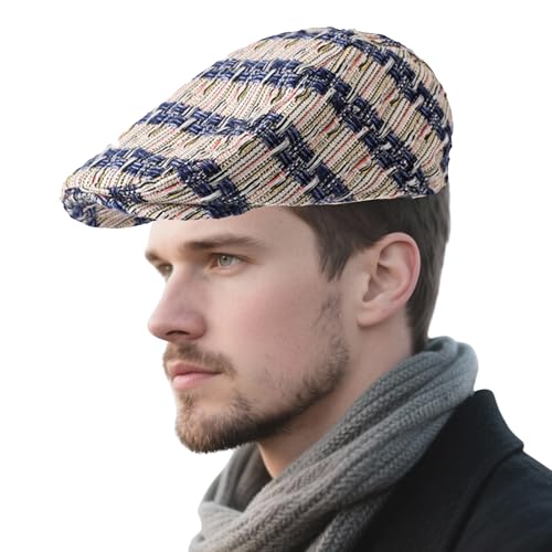 Tikaiui Mens Newsboy Hats Winter Flat for Men & Women Classic Vintage Flat Ivy Hat with Adjustable Strap for Driving Golf HuntingBeige