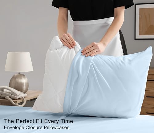 RUVANTI 100% Cotton Sheets – King Size Percale Bedding, Cooling & Breathable, Durable with a Crisp, Soft & Comfortable Feel, 16" Deep Pocket, 4-Piece Set, Baby Blue by RUVANTI - Image 7