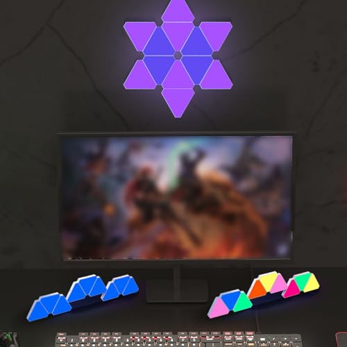 Panneaux éclairage LED triangulaires RVB musique synchronisée Bluetooth pour mur - 3