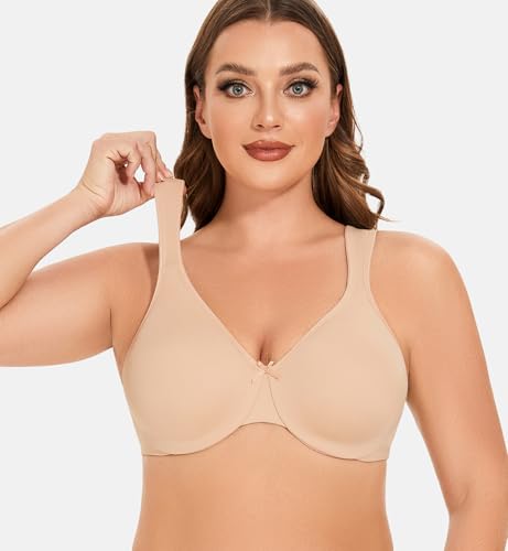 Meleneca Women'S Minimizer Seamless Unlined Comfortable Plus Size Underwire Bra Beige 36B thumb #5