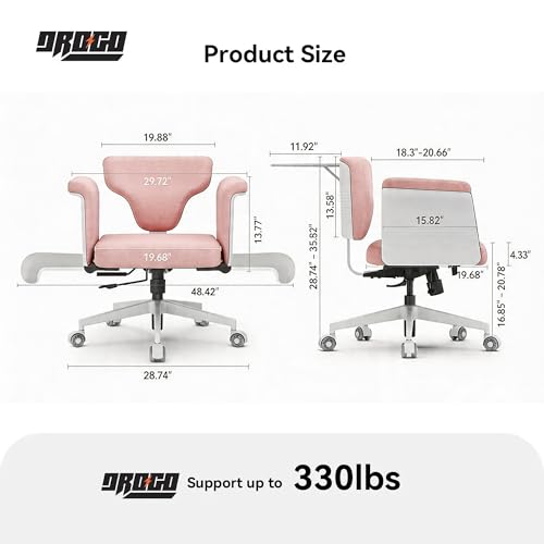 Image of DROGO Freedom-X Multi-Position Cross Legged Office Chair for Work from Home with Laptop Tray, Flexible Armrests, Adjustable Backrest & Cup Holders | Gaming Chair with Breathable Cushion Seat (Pink)