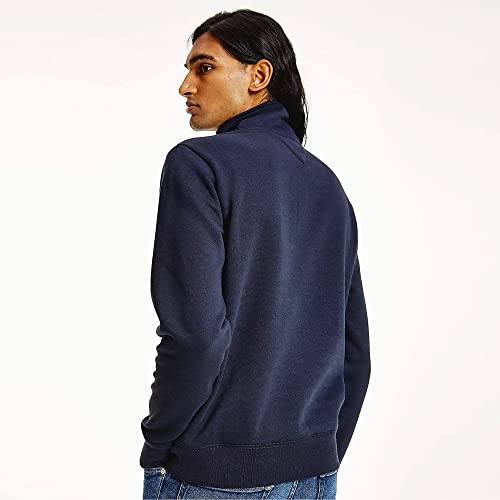 Tommy Hilfiger Herren Sweatshirt mit Reißverschluss Logo Mockneck mit Bauchtasche, Blau (Desert Sky), S – Ansicht 4