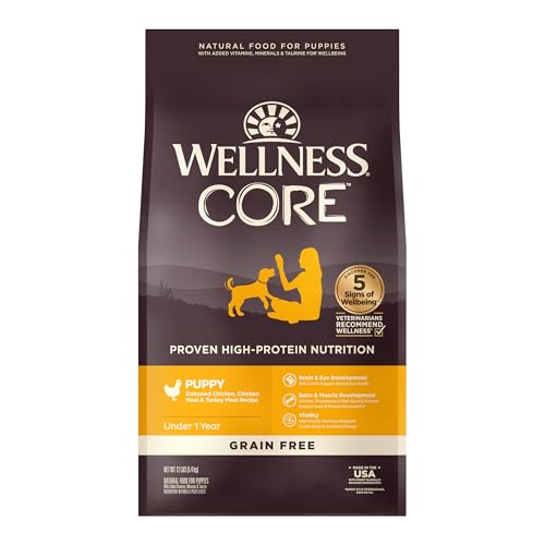 Wellness CORE Puppy Dry Dog Food, Grain-Free, High Protein, Natural, Chicken & Turkey Recipe, (12-Pound Bag)