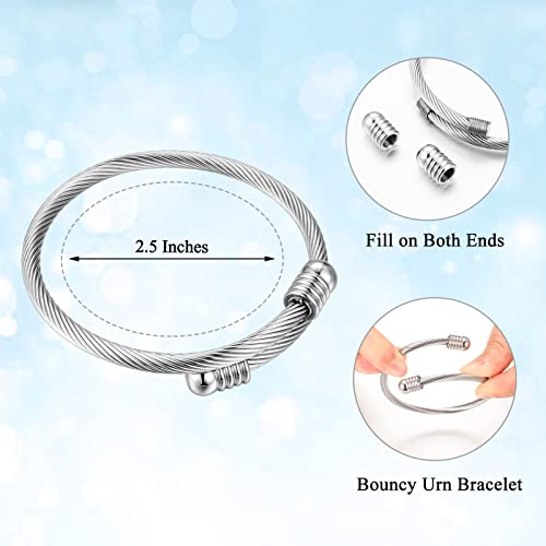 Abooxiu Stainless Steel Ash Bracelet for Men & Women - Memorial Ashes Holder, Filling at Both Ends2