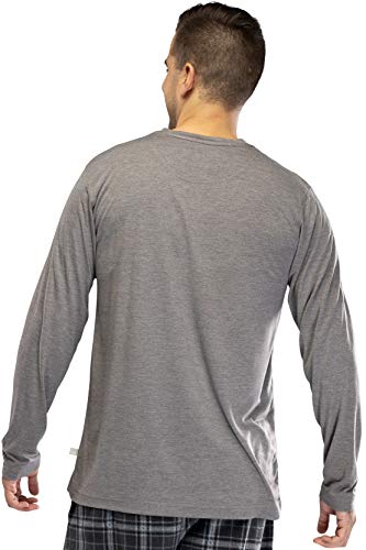 INTIMO Men's Knit Long Sleeve V-Neck Pajama Lounge Shirt2