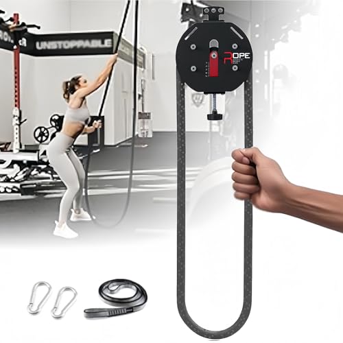 Máquina de cable de polea, cuerda de escalada con correa y bloqueo, cuerda de nailon de bucle cerrado de 4 m, resistencia ajustable para resistencia muscular, entrenamiento físico de la parte superior