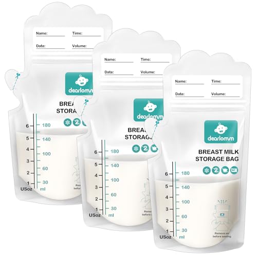 Image of dearlomum BPA-Free Breastmilk Storage Bags - 120 Pcs, 6 Ounce, Self-Standing with Pour Spout, Space-Saving Flat Profile, Ideal for Convenient Breastfeeding and Milk Storage, Refrigeration & Freezing