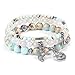 JSDDE Schmuck Wickelarmband Mehrschichtiges Armbänder Set Freundschaftsarmband Partnerarmbänder aus Edelsteine Heilsteine mit Lotus Blätter Anhänger für Damen Frauen (Kaiser Jaspis)