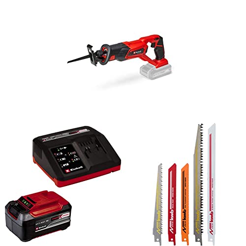 Einhell Akku-Universalsäge TE-AP 18/22 Li Power X-Change (18 V, Li-Ion, 2600 min-1 max. Hubzahl, max. 100 mm Schnitttiefe, inkl. 5,2 Ah Akku, Fastcharger und Sägeblatt-Set)