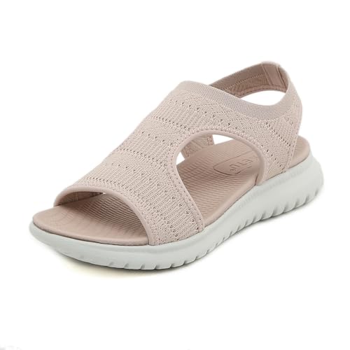 Acfoda Sandalias de Mujer Moda Verano cómodas con Soporte ortopédico Sandalias Elegantes Informales Suaves y livianos Rosa 39
