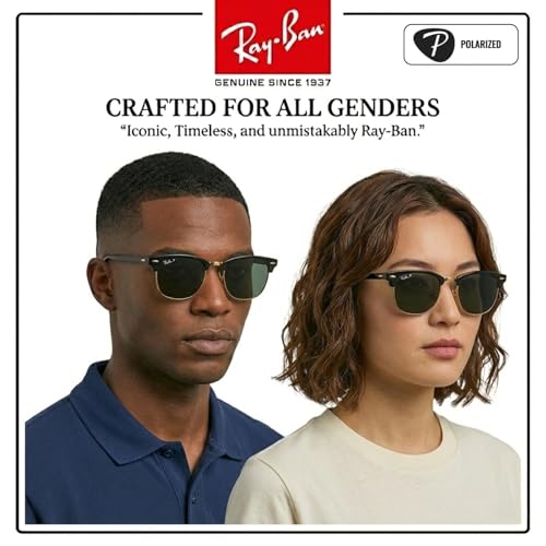 Image of Ray-Ban RB3016F CLUBMASTER CLASSIC LOW BRIDGE FIT Square Shape Sunglasses for Men & Women with Official RayBan Eyewear Kit