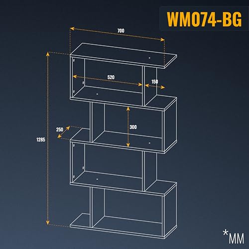 Wandregal Ricoo Standregal mit 4 Regalböden als Raumteiler