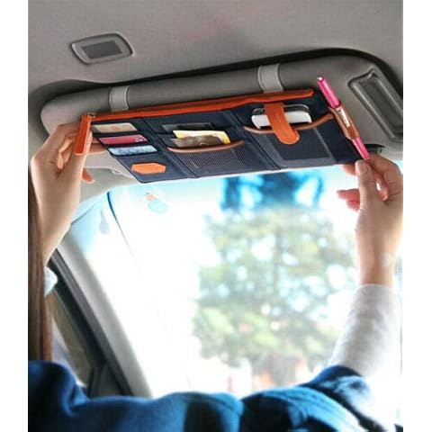 Cunluna Car Bag Organizer Storage Holder for Sun Visor black Top Cover