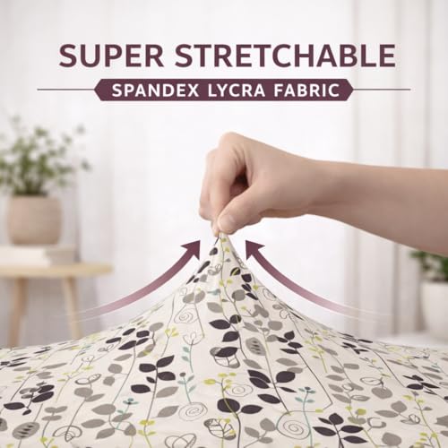 Image of STITCHNEST 'Contour Fit Series' Stretchable Printed Wooden Sofa Cover (Pack of 6) - Elastic Wooden Chair Cover | Wooden Sofa Seat Cover | Size - 20-21 x 20-21 x 3-5 in