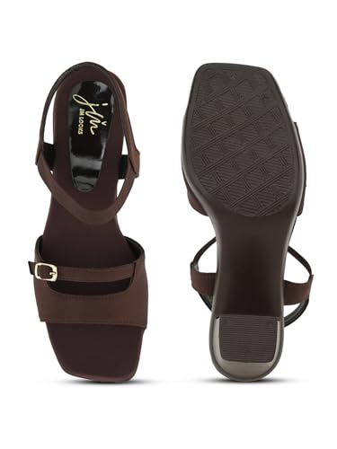 Image of JM LOOKS Women's Block Heel Sandals | Stylish Open Toe Dress Sandals with Double Strap & Buckle Detail | Comfortable Slip-On for Party Prom Date Night