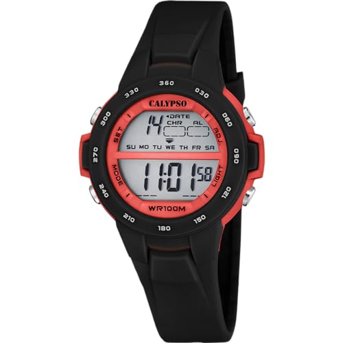 Reloj digital infantil Calypso con correa de caucho negro y cronógrafo para niños K5850/6