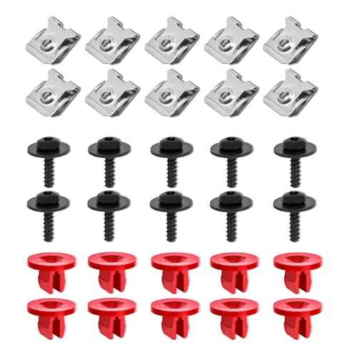 Image of HAOBO 10Sets Engine Splash Shield Guard Undertray Cover Screws Bolt Nut Clip Kit, Engine Splash Shield Screw Kit, Engine Under Cover Splash Shield Guard Body Bolt for Ford Focus Fusion (K1-10PCS)