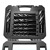 LUISTTIS 8PCS Wood Drill Bits, 3/8' to 1-1/4' Auger Drill Bit 3-Cutter Head Design for Softwood/Hardwood/Plywood/Laminated Board/Plastic with Storage Box