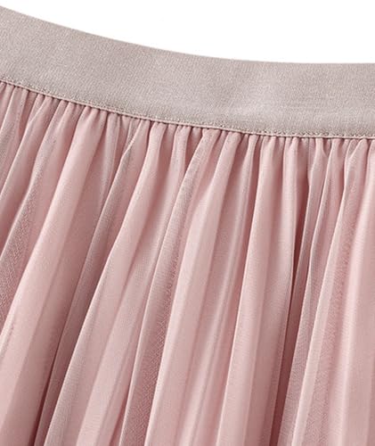 Womens Casual High Waisted A Line Mesh Skirt Trendy Layered Cute Tulle Midi Skirt for Beach Party4