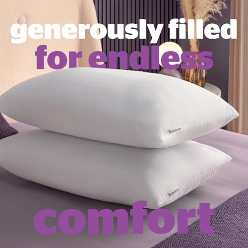 Silentnight Deep Sleep Pillows 2 Pack – Medium Support Comfortable Hollowfibre Bed for Front, Back and Side Sleepers Machine Washable Hypoallergenic of Standard Size, White