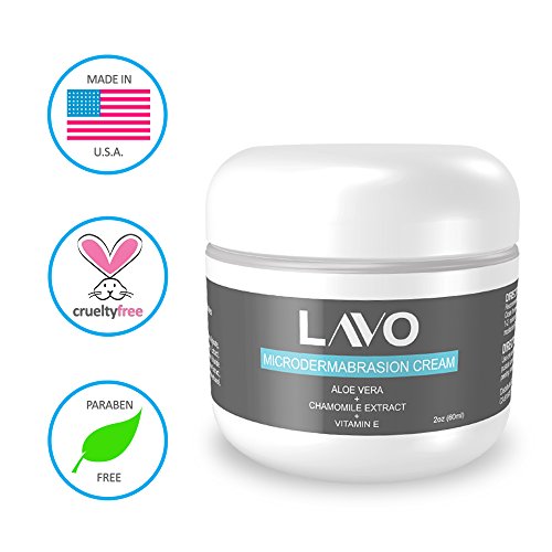 Best Microdrodermabrasion Cream Facial Scrub - Face Exfoliator - Professional Skin Care - Exfoliating Crystals - Use with Cleansing Brush Machine or at Home System Kit - Exfoliant Creme - Blackhead Remover + Pore Minimizer - for Men and Women - by LAVO -
