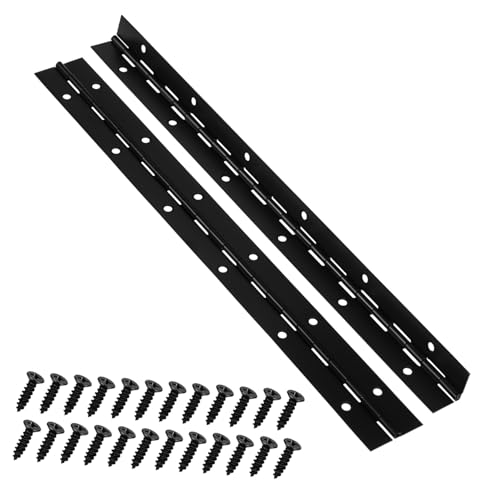 SEWOART 2 Pcs Iron Hinge Heavy Duty Hinge Metal Piano Hinges Piano Hinges Heavy Duty Piano Hinges for Wood Continuous Piano Metal Hinge Long Hinges Metal Hinges for Boxes Door Hinges Black