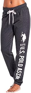 U.S. Polo Assn. Essentials Womens Printed French Terry Boyfriend Jogger Sweatpants Dark Charcoal