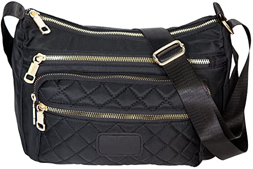LucieElle Sac Femme Besace Toile Nylon Porté Bandoulière Porté Epaule Sac voyage ' Amarante ' ANCIEN PRIX 41,00 EUR (NOIR) Cover