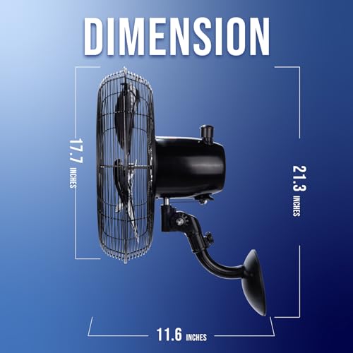 Tornado 16 Inch Pro Series Waterproof Outdoor Oscillating Wall Mount Fan - High Velocity Heavy Duty Metal Wall Mount Fan for Industrial, Commercial, Residential, and Greenhouse Use - UL Safety Listed