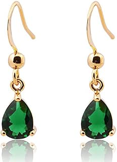 [RIZILIA TEARDROP] Dangle Pierced Earrings with Pear Cut Gemstone CZ [Multi-color] in 18K Yellow Gold Plated, Simple Modern Elegance