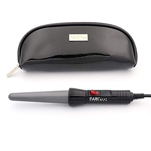FARI Travel Mini Hair Curling Iron, Dual Voltage Hair Curler Wand with Ceramic Tourmaline Coating, Heat Resistant Glove And Travel Pouch Included, Black Color