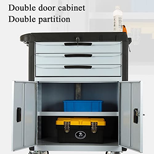 Bderkz 2-Schublade Zuhause 2 Tür Rollender Werkzeugwagen mit Rädern und Kabinett, Schwerlast Werkzeugkasten-Organizer für Mechanik und Hausgarage (Grau) (Color : Red) – Bild 6