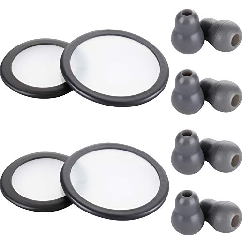 2 Sets Stethoscope Replacement Parts Adult and Pediatric Replacement Diaphragm and Silicone Stethoscope Ear Tips Accessories for Stethoscope (Gray)