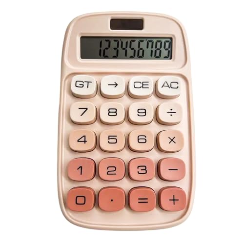 Image of Desktop Colorful Calculator 12 Digit, Dual Solar Power and Battery LCD Display, Easy to Press Big Buttons for Home, Office, School, College Class and Business Use, Pink