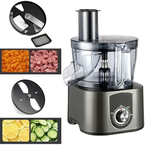 2-in-1 Electric Vegetable & Fruit Slicer, Heavy Duty 600W Automatic Dicing & Slicing Machine, 7.4Qt 2-Speed Potato Cutter with 2 Grid Blades & 1 Slicing Blade
