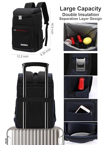 Image of Picnic Backpack Set with Fold Table, Water Bag, Cooler Ice Box & Stainless Steel Utensils - Portable Outdoor Camping Gear for Family Picnics & Hiking (Black, A-4 Person)