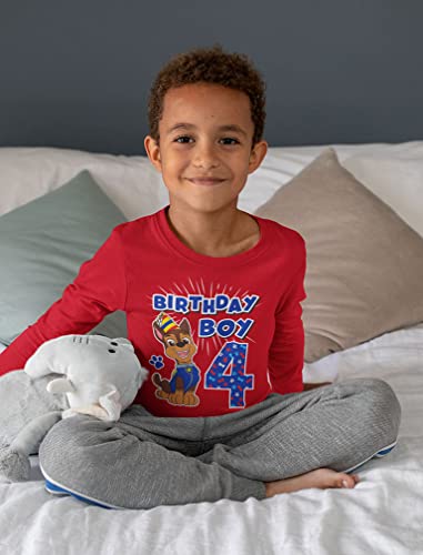 Paw Patrol Pup Chase 4th Birthday Long Sleeve Shirt for Toddler Boys - Party Outfit & Gift Idea for 4 Year Old4