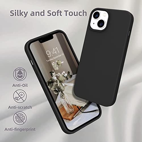 VENINGO iPhone 13 Case, Phone Case iPhone 13,Slim Fit Liquid Silicone Soft Gel Rubber Lightweight Microfiber Lining Shockproof Anti-Scratch Protective Phone Cover for iPhone 13 6.1'' 2021, Black