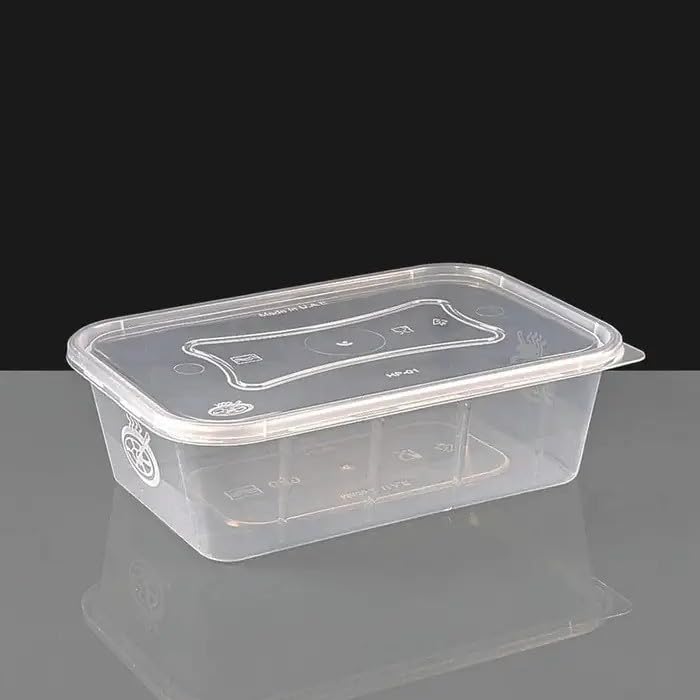 Foglish Home & Garden Recipientes de plástico para alimentos, rectangulares de 500 cc con tapas, aptos para microondas y congelador, paquete de 50