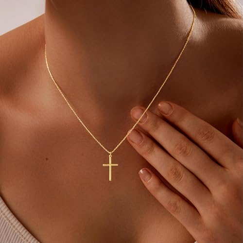 Luxval Cross Necklace for Women -Dainty 14K Gold Plated Cross Necklace Layered Gold Cross Necklace Cross Choker Necklace Gold Cross Necklaces for Women Trendy Gold Jewelry Gifts for Women3