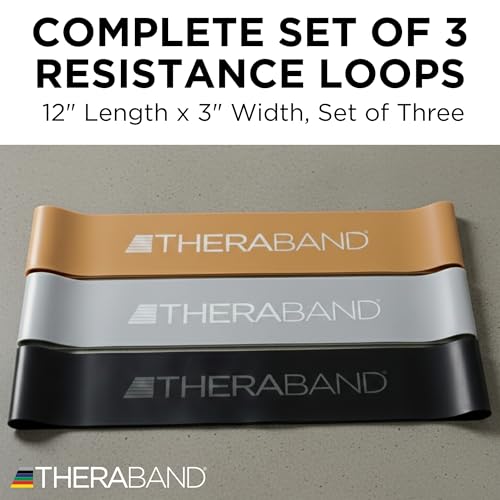 Image of THERABAND Resistance Band Loop Set, 12 inch Workout Bands for Strength Training, Stretching & Physical Therapy, Set of 3 Color-Coded Exercise Bands with Varying Resistance Levels, Portable & Durable