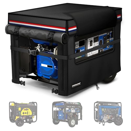 30x30x27 Inch Generator Cover. Available in 25/27/28/30/32/38 Inches. 900D Heavy-Duty Oxford Fabric with Advanced Windproof Buckles.Open top to add fuel. Suitable for Most 6000-13000W Generator.Black
