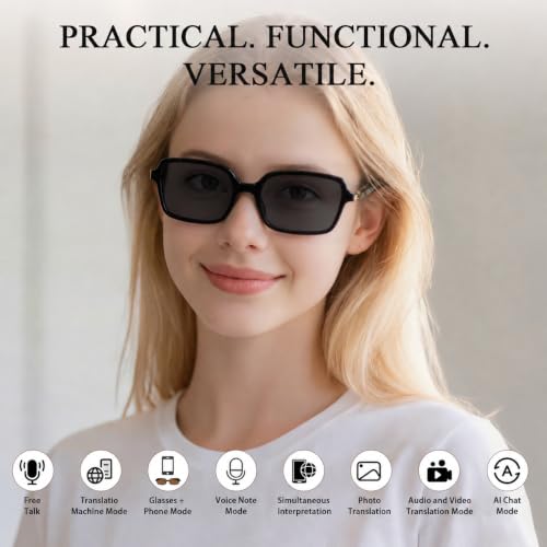 Image of GenXenon Black Square Modern Smart Translation Polarized Sunglasses Men Women