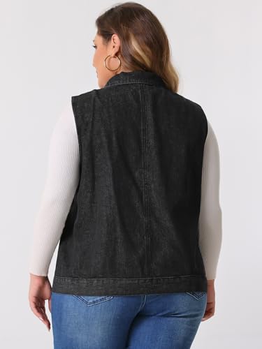 Agnes Orinda Women's Plus Size Denim Vest Oversized Button Down Sleeveless Waistcoat Shacket Jean Jacket4